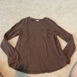 Cotton Bleu Brown Long Sleeve Tee